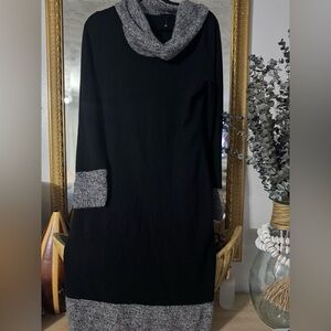 Magaschoni Black and Gray Long Sleeve Dress